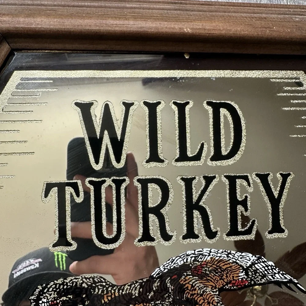 RARE NICE VINTAGE WILD TURKEY KENTUCKY STRAIGHT BOURBON WHISKEY MIRROR SIGN